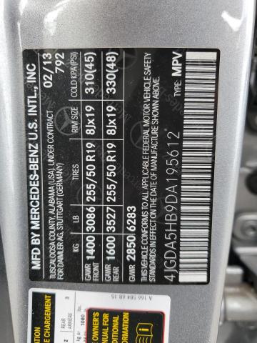 4JGDA5HB9DA195612 - 2013 MERCEDES-BENZ ML 350 4MATIC GRAY photo 14