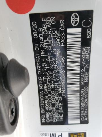 JTND4MBE6M3110461 - 2021 TOYOTA COROLLA SE WHITE photo 12