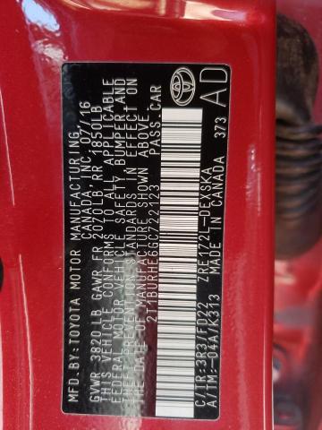 2T1BURHE6GC722123 - 2016 TOYOTA COROLLA L წითელი ფოტო 12