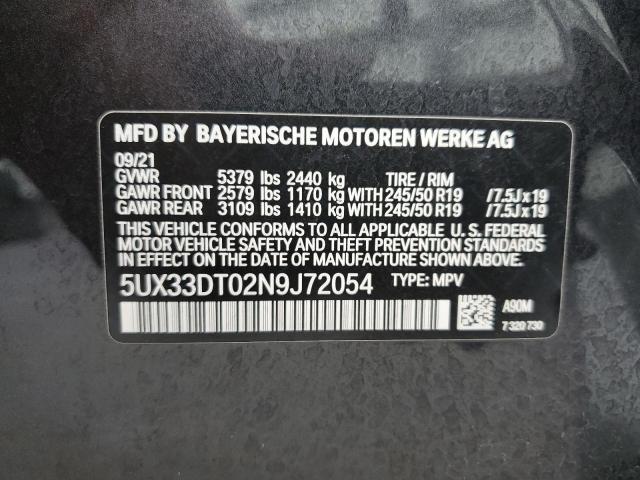 5UX33DT02N9J72054 - 2022 BMW X4 XDRIVE30I CHARCOAL photo 13