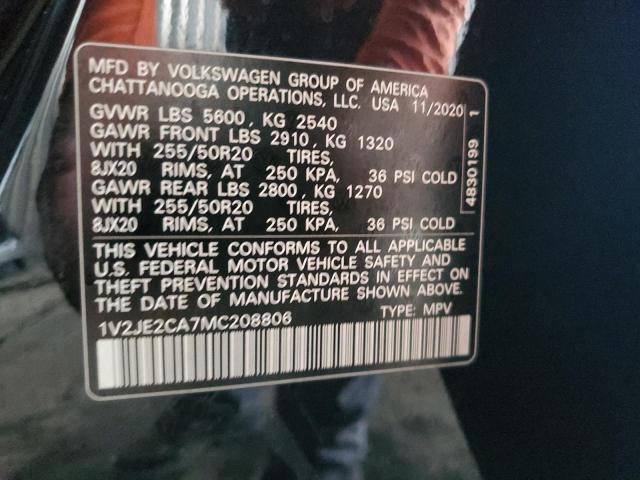 1V2JE2CA7MC208806 - 2021 VOLKSWAGEN ATLAS CROS SE შავი ფოტო 13