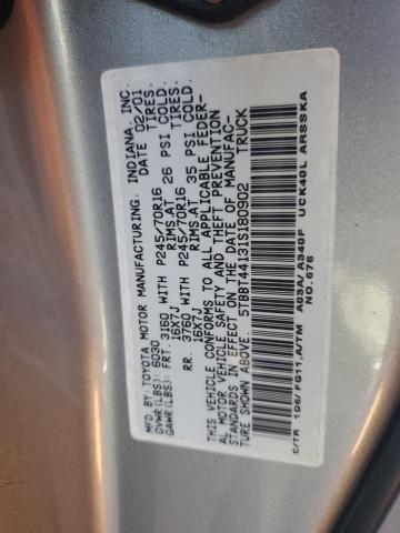 5TBBT44131S180902 - 2001 TOYOTA TUNDRA ACCESS CAB ვერცხლისფერი ფოტო 12