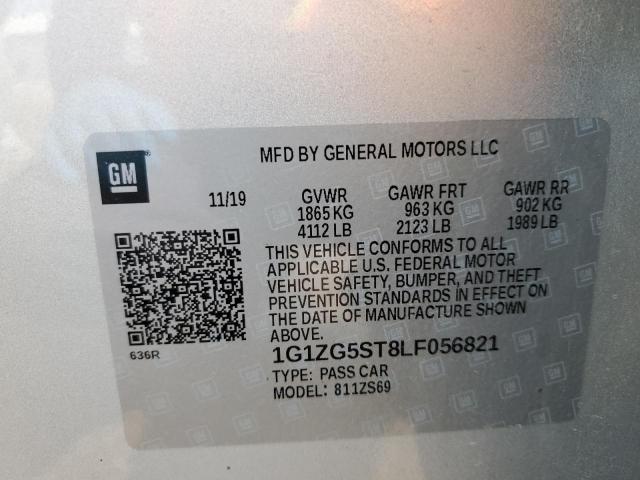 1G1ZG5ST8LF056821 - 2020 CHEVROLET MALIBU RS SILVER photo 12