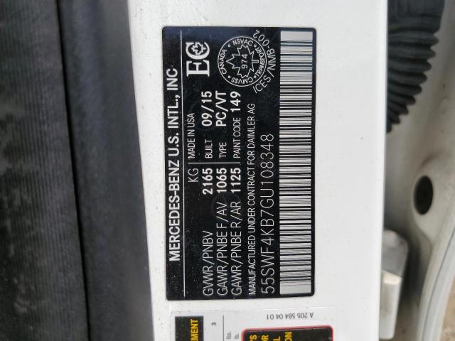 55SWF4KB7GU108348 - 2016 MERCEDES-BENZ C 300 4MATIC WHITE photo 13