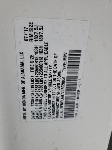 5FNRL6H77JB020851 - 2018 HONDA ODYSSEY EXL Սպիտակ լուսանկար 13