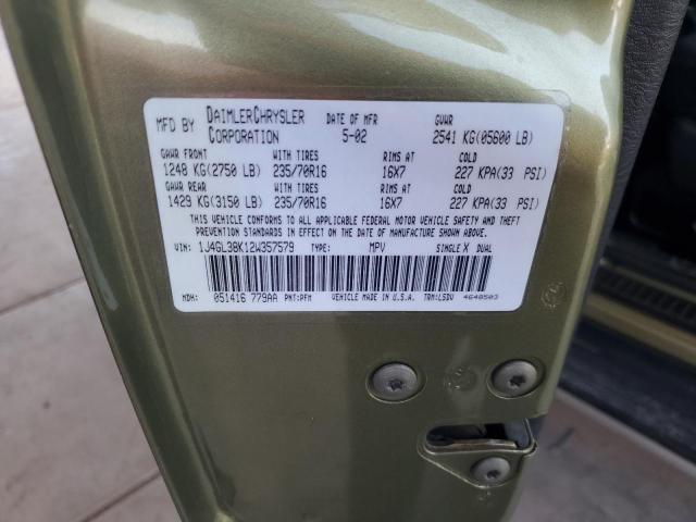 1J4GL38K12W357579 - 2002 JEEP LIBERTY RENEGADE 绿色 照片 12