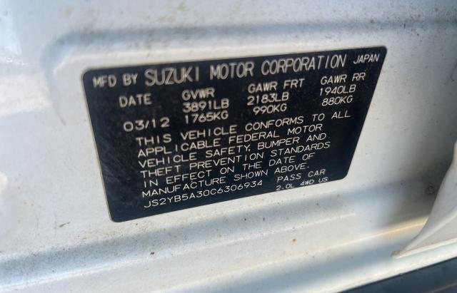 JS2YB5A30C6306934 - 2012 SUZUKI SX4 WHITE photo 10