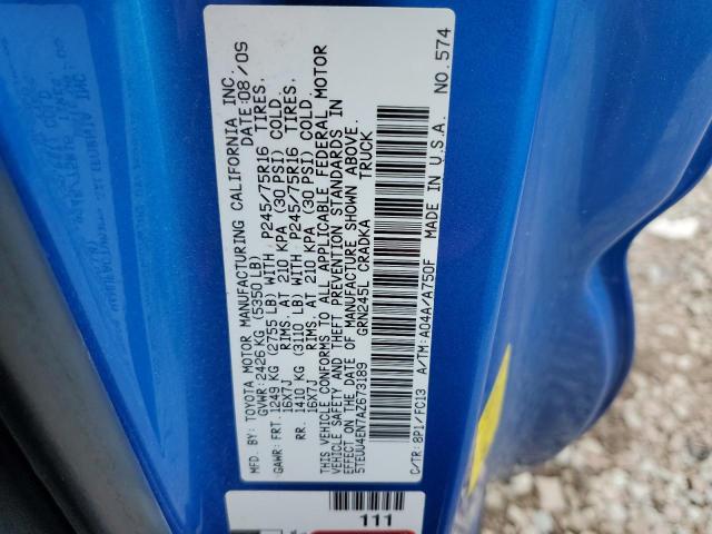 5TEUU4EN7AZ673189 - 2010 TOYOTA TACOMA ACCESS CAB ლურჯი ფოტო 12