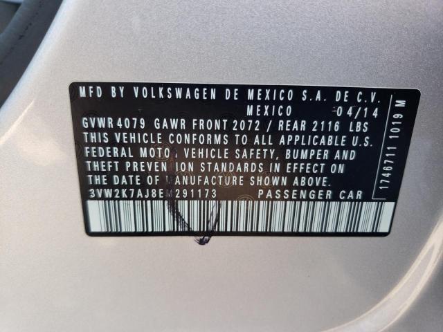 3VW2K7AJ8EM291173 - 2014 VOLKSWAGEN JETTA BASE 银色 照片 12