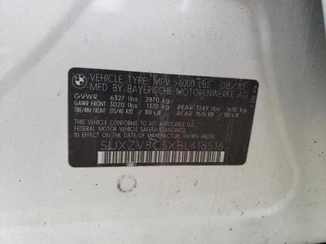 5UXZV8C5XBL418516 - 2011 BMW X5 XDRIVE50I SILVER photo 13