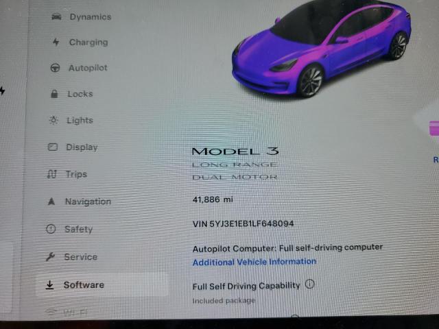 5YJ3E1EB1LF648094 - 2020 TESLA MODEL 3 蓝色 照片 9