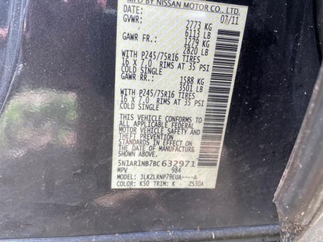 5N1AR1NB7BC632971 - 2011 NISSAN PATHFINDER S BLACK photo 10