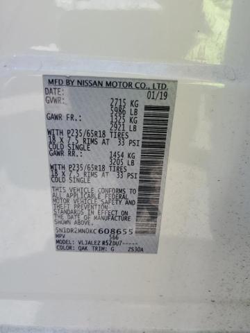 5N1DR2MN0KC608655 - 2019 NISSAN PATHFINDER S WHITE photo 13