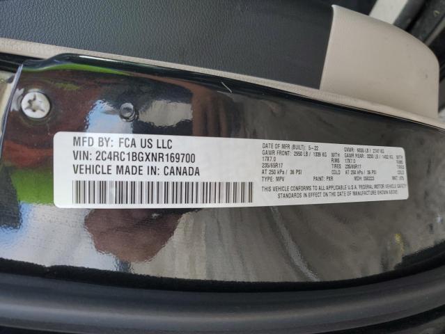 2C4RC1BGXNR169700 - 2022 CHRYSLER PACIFICA TOURING L BLACK photo 14