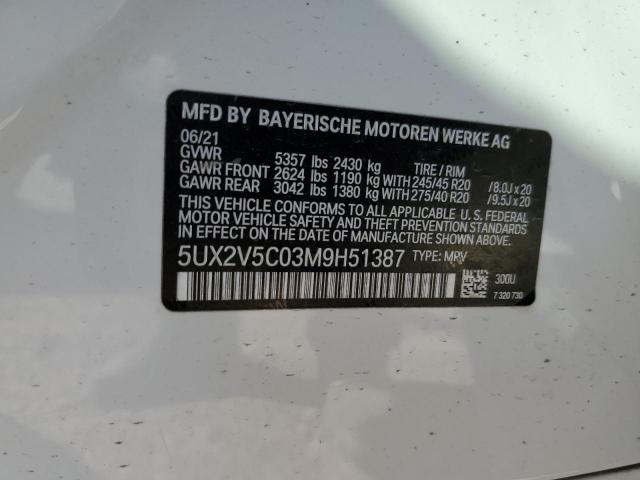 5UX2V5C03M9H51387 - 2021 BMW X4 XDRIVEM40I WHITE photo 12