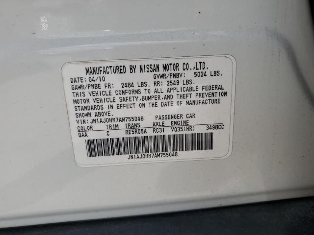 JN1AJ0HR7AM755048 - 2010 INFINITI EX35 BASE Սպիտակ լուսանկար 13