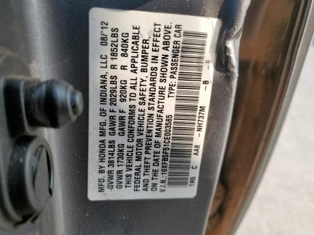 19XFB5F51CE003585 - 2012 HONDA CIVIC NATURAL GAS GRAY photo 12