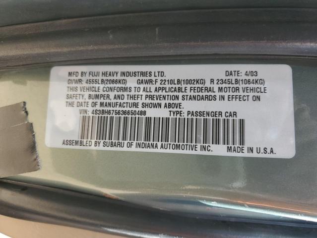 4S3BH675636650488 - 2003 SUBARU LEGACY OUTBACK AWP 绿色 照片 12