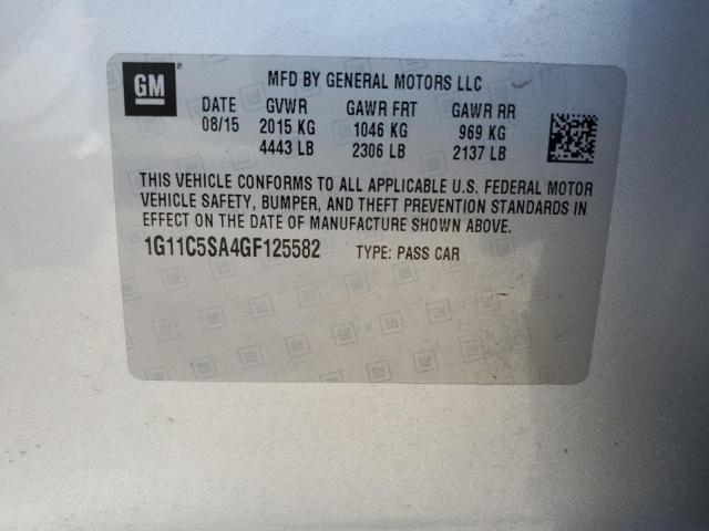 1G11C5SA4GF125582 - 2016 CHEVROLET MALIBU LIM LT 银色 照片 12