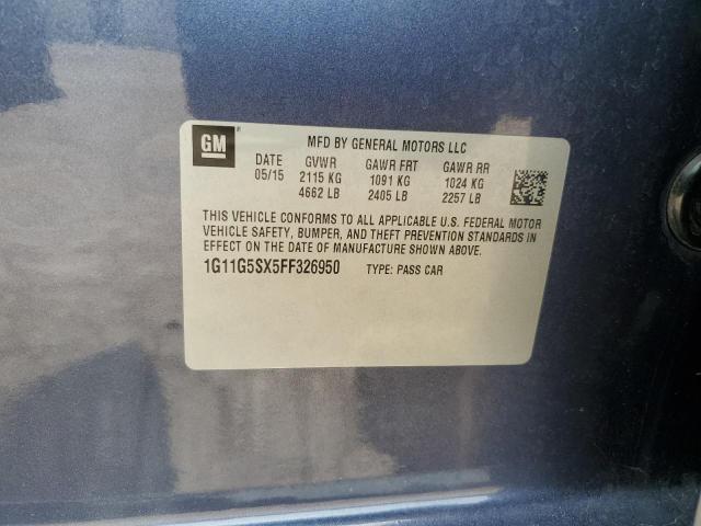 1G11G5SX5FF326950 - 2015 CHEVROLET MALIBU LTZ ლურჯი ფოტო 12