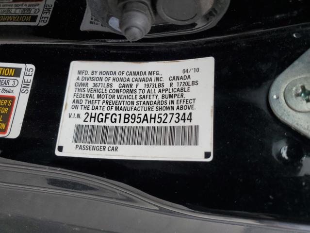 2HGFG1B95AH527344 - 2010 HONDA CIVIC EXL BLACK photo 12