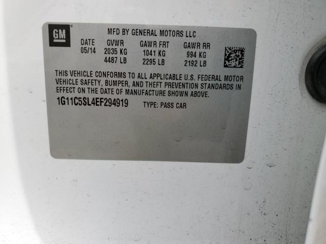 1G11C5SL4EF294919 - 2014 CHEVROLET MALIBU 1LT 白色 照片 13