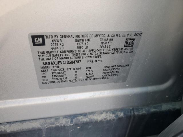 3GNAXJEV4JS504787 - 2018 CHEVROLET EQUINOX LT SILVER photo 13