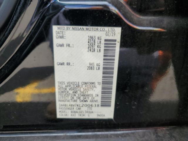 1N4BL4BV7KC200638 - 2019 NISSAN ALTIMA S BLACK photo 12