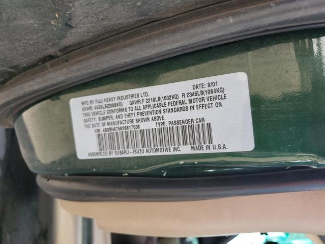 4S3BH675826617538 - 2002 SUBARU LEGACY OUTBACK AWP 绿色 照片 12