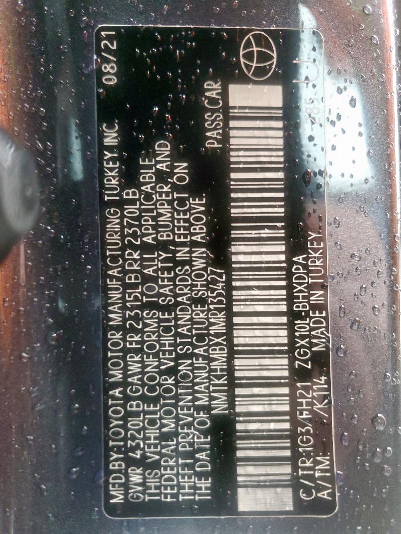 NMTKHMBX1MR135427 - 2021 TOYOTA C-HR XLE CHARCOAL photo 12