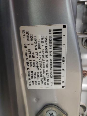 1HGCM56186A039437 - 2006 HONDA ACCORD VALUE SILVER photo 12