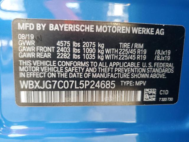 WBXJG7C07L5P24685 - 2020 BMW X1 SDRIVE28I BLUE photo 14