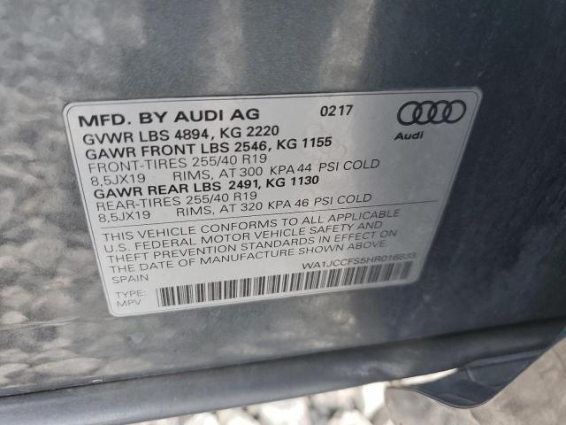 WA1JCCFS5HR016833 - 2017 AUDI Q3 PREMIUM PLUS Boz foto 12