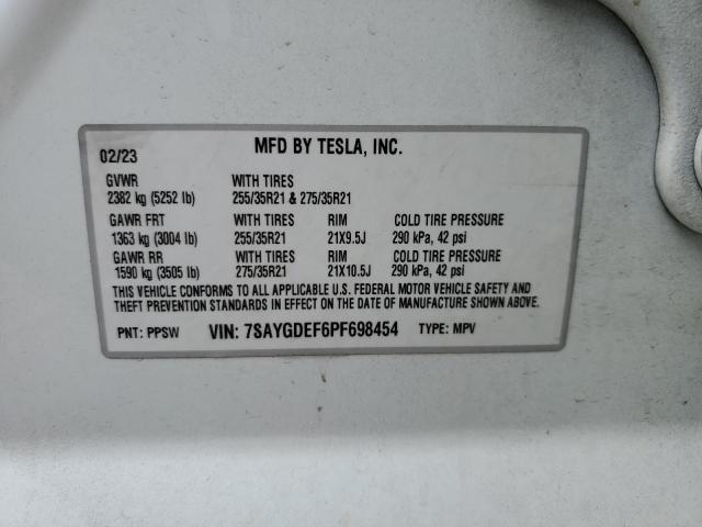 7SAYGDEF6PF698454 - 2023 TESLA MODEL Y WHITE photo 14