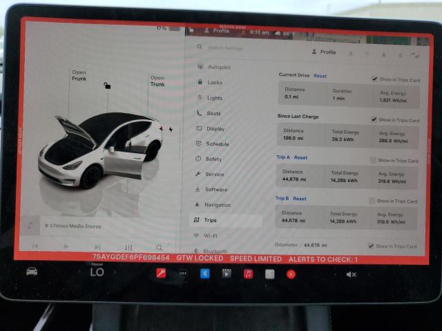 7SAYGDEF6PF698454 - 2023 TESLA MODEL Y WHITE photo 9