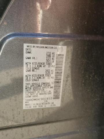 5N1DR2MM1HC907832 - 2017 NISSAN PATHFINDER S GRAY photo 10