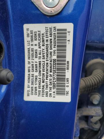 19XFC1F77GE223200 - 2016 HONDA CIVIC EXL BLUE photo 12