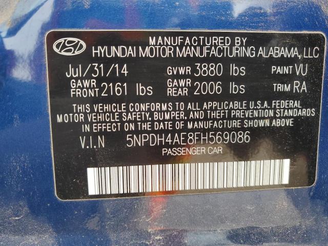 5NPDH4AE8FH569086 - 2015 HYUNDAI ELANTRA SE BLUE photo 13