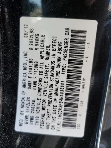 1HGCR3F94HA036601 - 2017 HONDA ACCORD TOURING BLACK photo 13