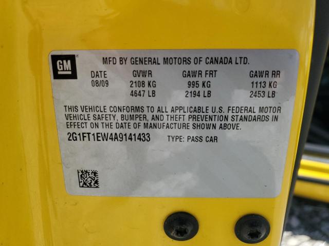 2G1FT1EW4A9141433 - 2010 CHEVROLET CAMARO SS YELLOW photo 12