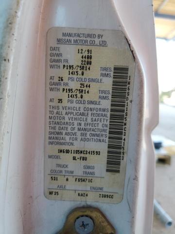 1N6SD11S5NC341593 - 1992 NISSAN TRUCK SHORT WHEELBASE WHITE photo 12