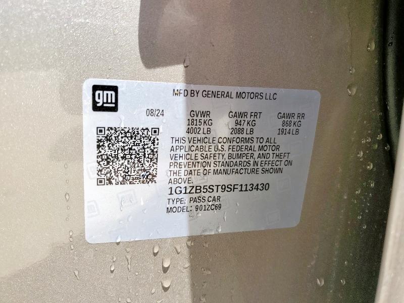 1G1ZB5ST9SF113430 - 2025 CHEVROLET MALIBU LS GOLD photo 12