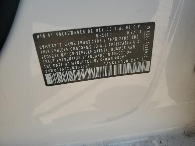 3VWD17AJXEM351711 - 2014 VOLKSWAGEN JETTA SE WHITE photo 12