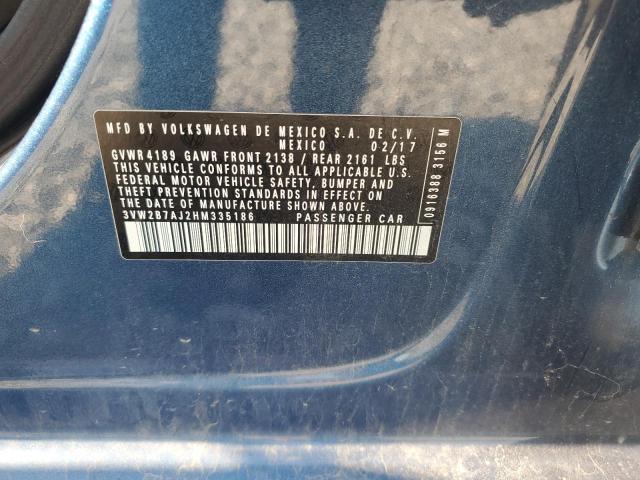 3VW2B7AJ2HM335186 - 2017 VOLKSWAGEN JETTA S 蓝色 照片 13