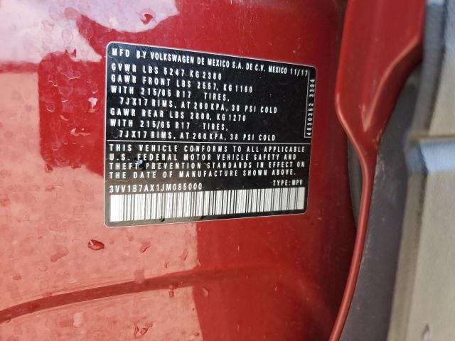 3VV1B7AX1JM085000 - 2018 VOLKSWAGEN TIGUAN S Qırmızı foto 13