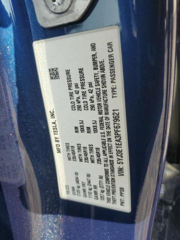 5YJ3E1EA3PF679621 - 2023 TESLA MODEL 3 ლურჯი ფოტო 13