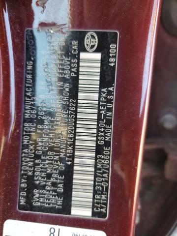 4T1BK1EB2DU057622 - 2013 TOYOTA AVALON BASE BURGUNDY photo 12