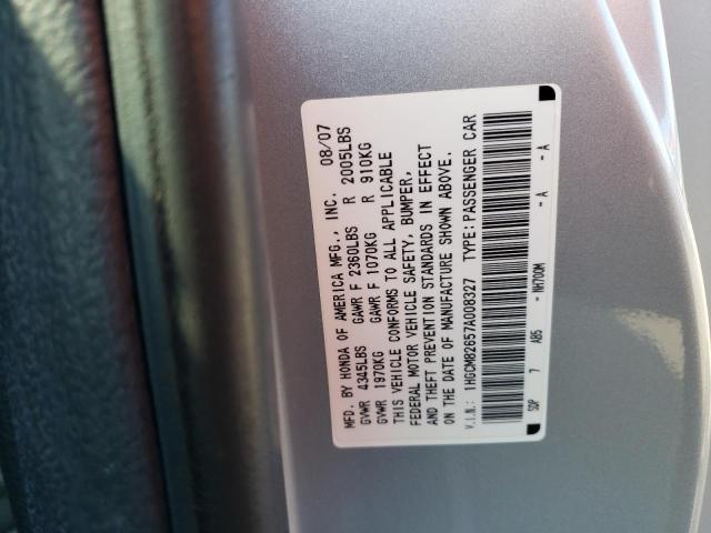 1HGCM82657A008327 - 2007 HONDA ACCORD EX SILVER photo 12