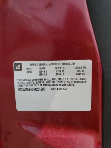 2G2WR524541201985 - 2004 PONTIAC GRAND PRIX GTP MAROON photo 12