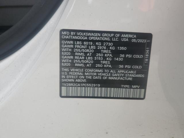 1V2BR2CA1PC552919 - 2023 VOLKSWAGEN ATLAS SEL WHITE photo 13